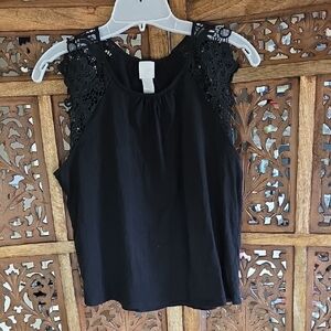 H&M Black Crochet Sleeve Blouse